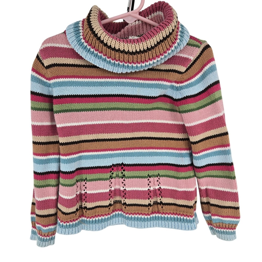 Baby Gap Sweater Girls 4 Years Multicolor Stripe Turtleneck 100% Cotton Pullover